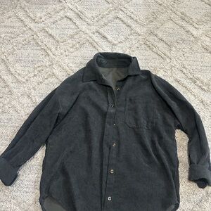 Dark Gray courdoroy Button Down Shirt